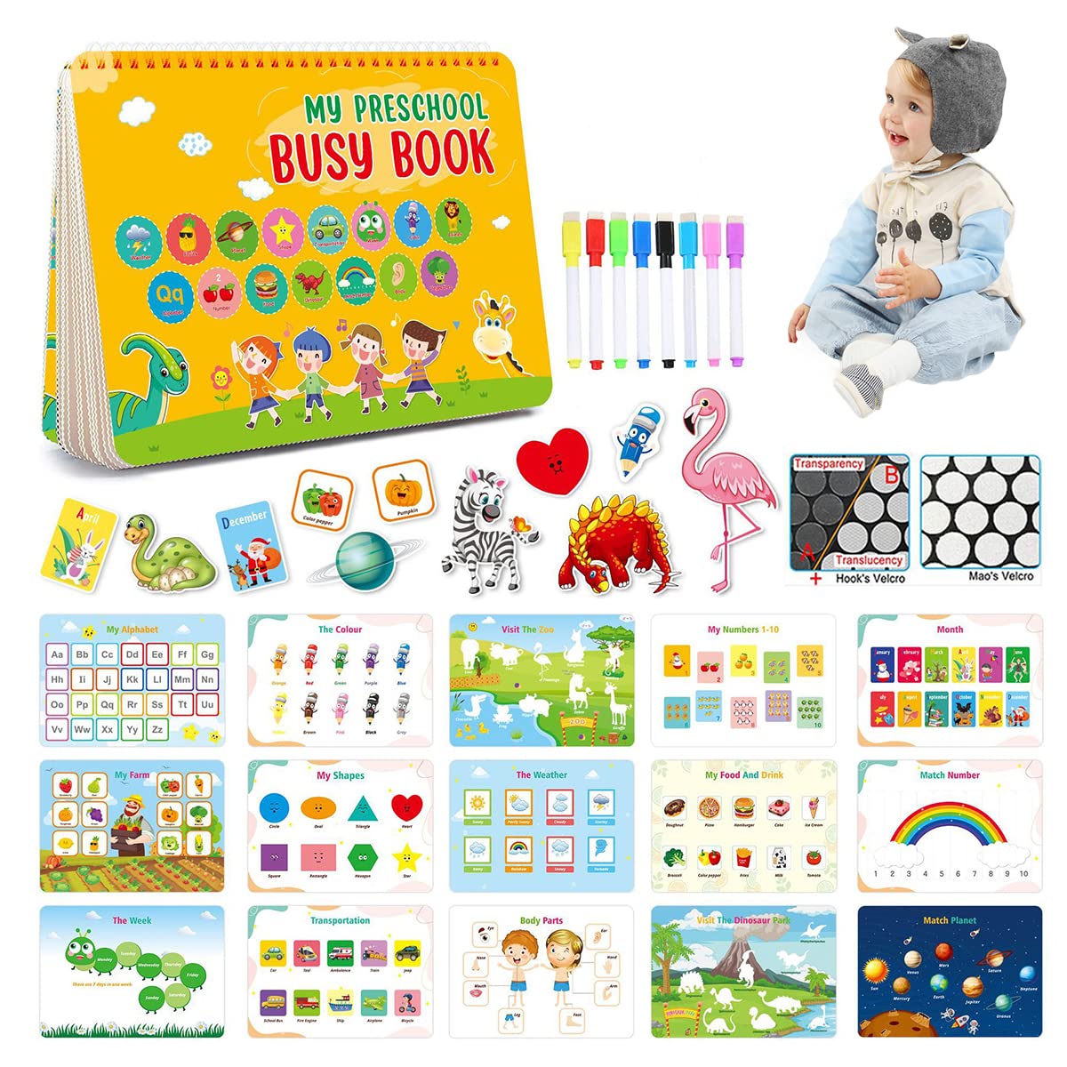 PATPAT Montessori Busy Books for Kids, Autism Sensory Educational Toys, 15 Themes Busy Book for Toddlers 1-6 Boys & Girls, Preschool Activity Binder Learning Toys for Kids to Develop Learning Skills PATPAT Montessori Busy Books for Kids, Autism Sensory Educational Toys, 15 Themes Busy Book for Toddlers 1-6 Boys & Girls, Preschool Activity Binder Learning Toys for Kids to Develop Learning Skills
